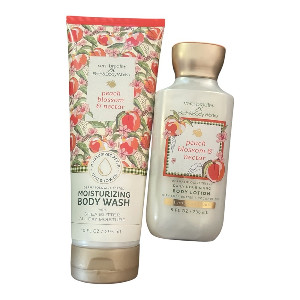 Bath & Body Works x Vera Bradley Peach Blossom & Nectar Body Wash & Lotion